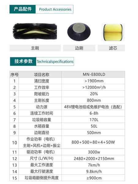 新型全封闭自卸式皮山扫地机MN-E800LD